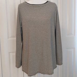 J.Jill Double Layer Boat Neck - Green & Cream